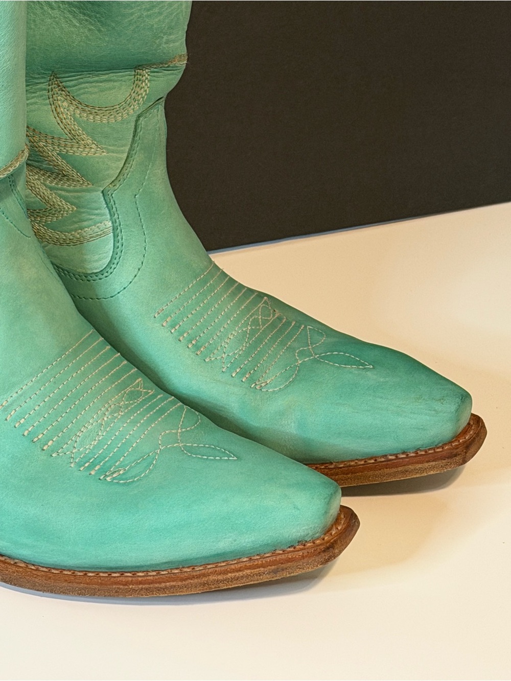 Tecovas The Annie Turquoise Western Leather Heeled Boots - Picture 5 of 15